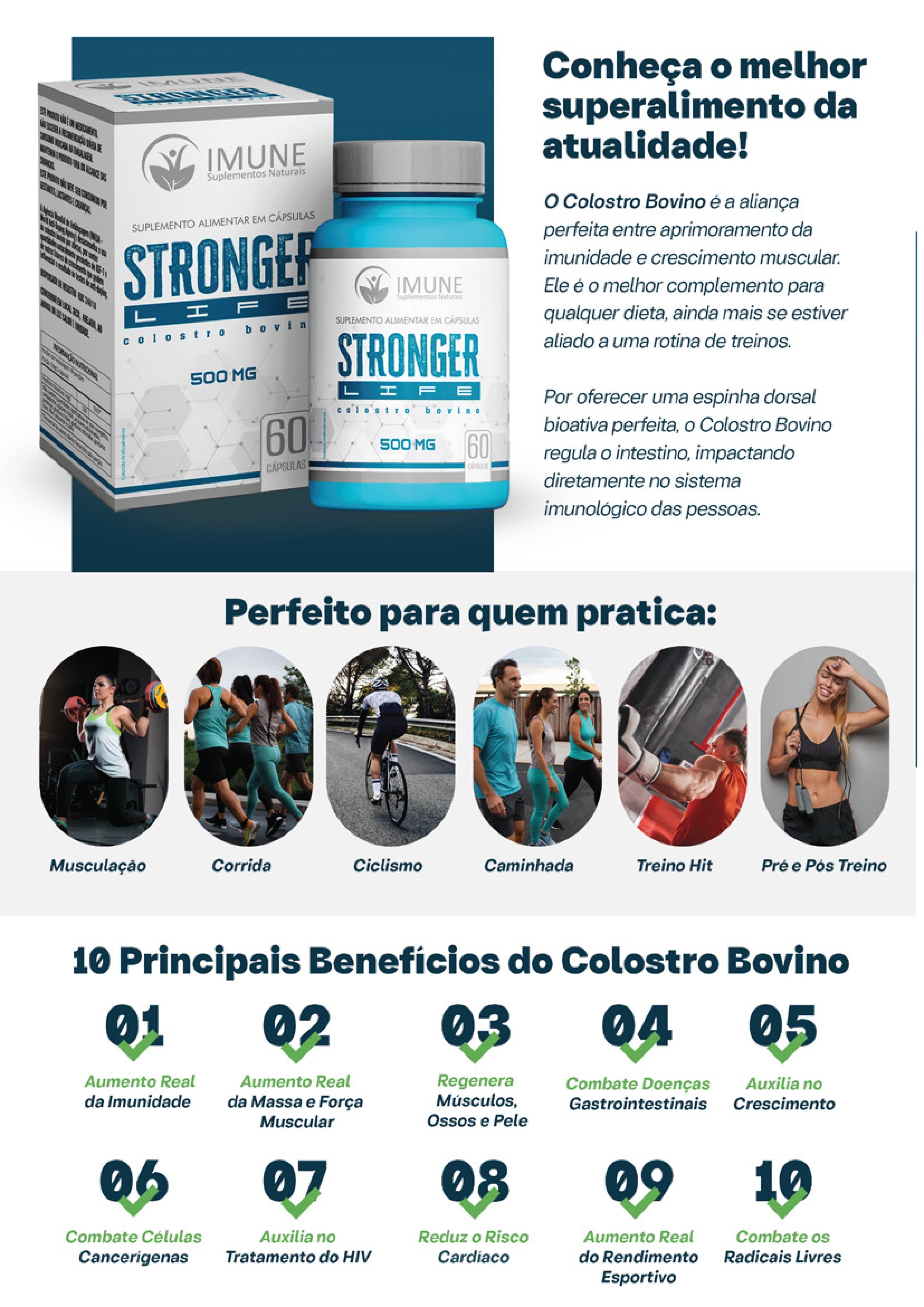 Stronger Life Colostro Bovino - 500mg - 60 Cápsulas