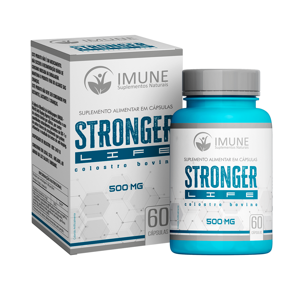 Stronger Life Colostro Bovino - 500mg - 60 Cápsulas